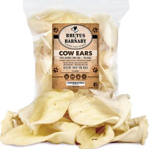 BRUTUS & BARNABY Todo natural, orejas de vaca enteras para perros, cosechadas de campo libre, sin hormonas añadidas, ganado alimentado con pasto